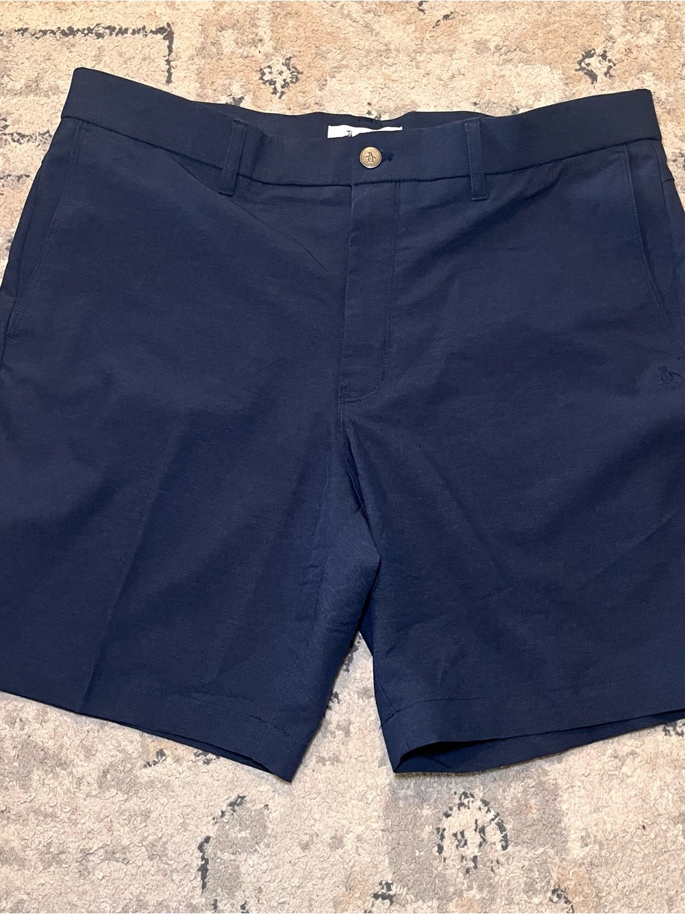 Original Penguin Navy Flat-Front Athletic Dress Shorts Golf Men 36